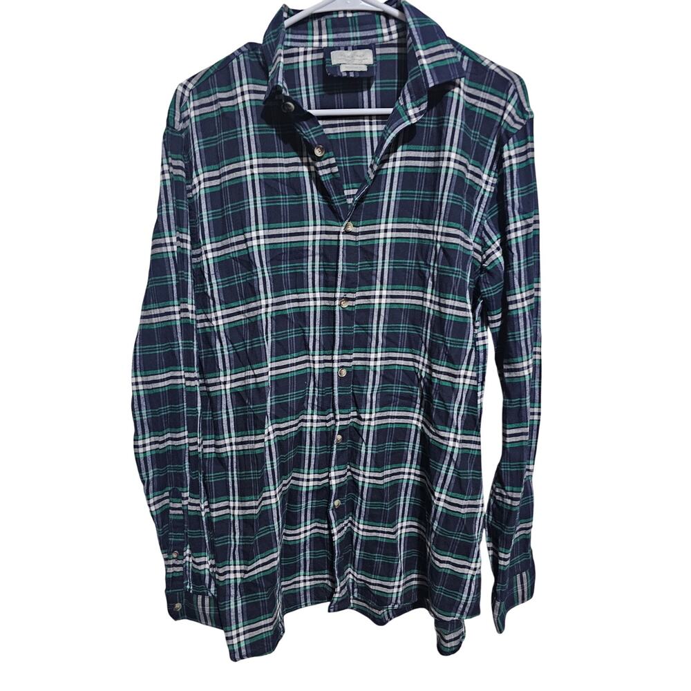 Zara Man Button Front Shirt  Mens Size Large Regular Fit Plaid(887)